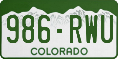 CO license plate 986RWU