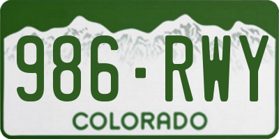 CO license plate 986RWY