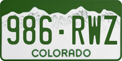 CO license plate 986RWZ
