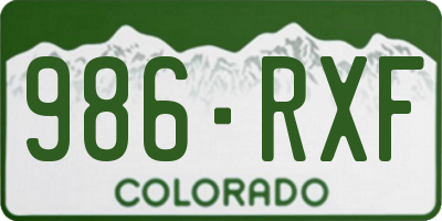 CO license plate 986RXF