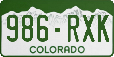 CO license plate 986RXK