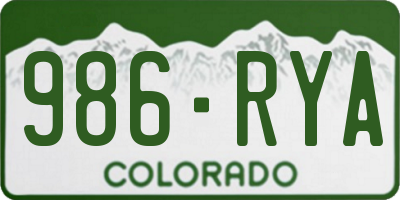 CO license plate 986RYA