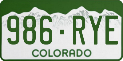 CO license plate 986RYE