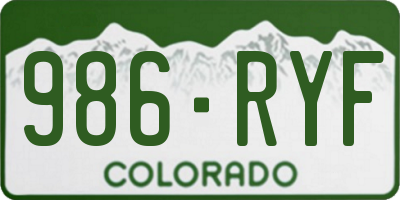 CO license plate 986RYF