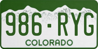 CO license plate 986RYG