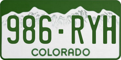 CO license plate 986RYH