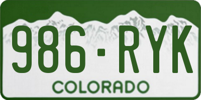 CO license plate 986RYK