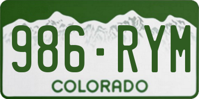 CO license plate 986RYM