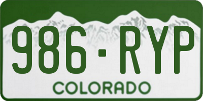 CO license plate 986RYP