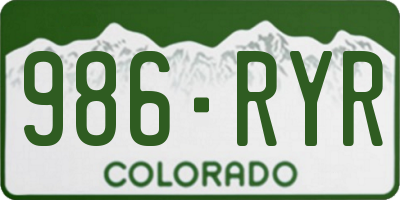 CO license plate 986RYR