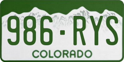 CO license plate 986RYS