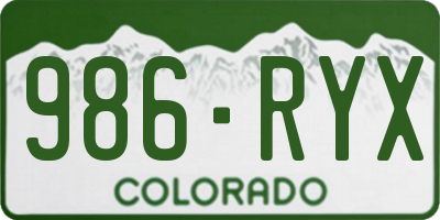CO license plate 986RYX