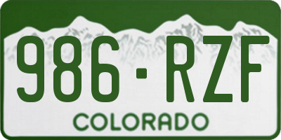 CO license plate 986RZF