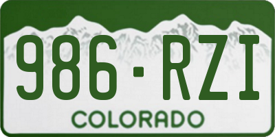 CO license plate 986RZI