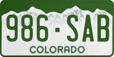 CO license plate 986SAB