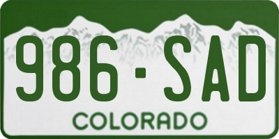 CO license plate 986SAD