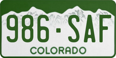 CO license plate 986SAF