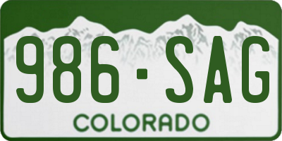 CO license plate 986SAG
