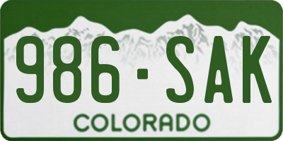 CO license plate 986SAK