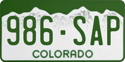 CO license plate 986SAP