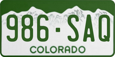 CO license plate 986SAQ
