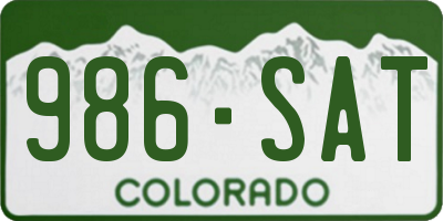 CO license plate 986SAT