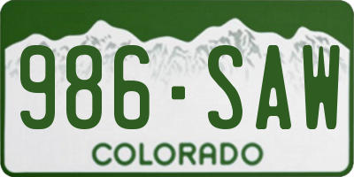 CO license plate 986SAW