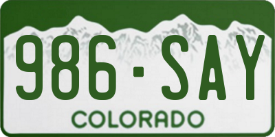 CO license plate 986SAY