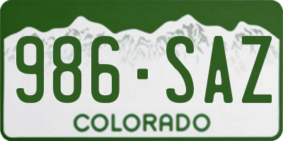 CO license plate 986SAZ