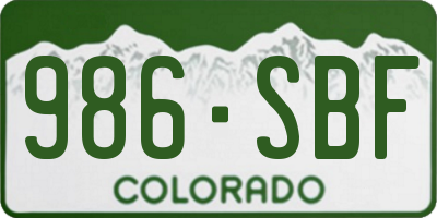 CO license plate 986SBF