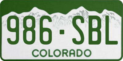CO license plate 986SBL
