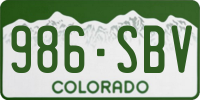 CO license plate 986SBV