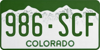 CO license plate 986SCF