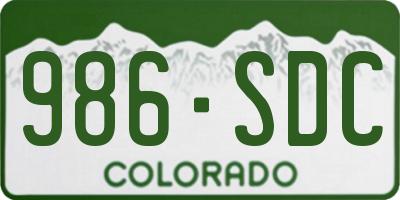 CO license plate 986SDC