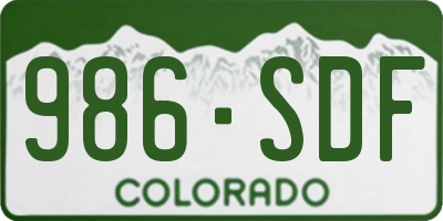 CO license plate 986SDF