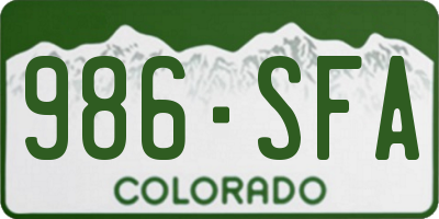 CO license plate 986SFA