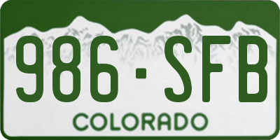 CO license plate 986SFB