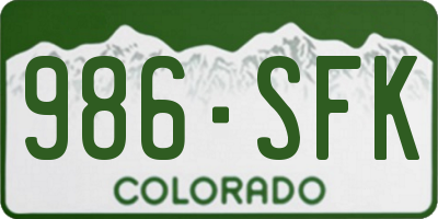 CO license plate 986SFK