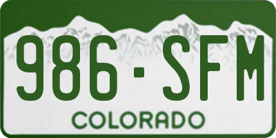CO license plate 986SFM