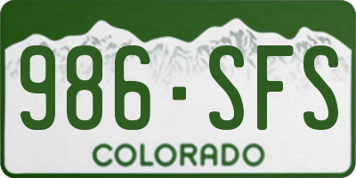 CO license plate 986SFS
