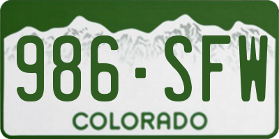 CO license plate 986SFW