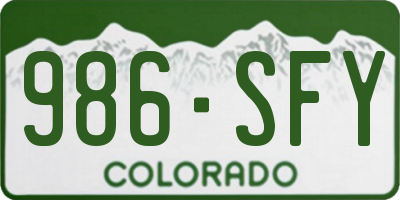 CO license plate 986SFY