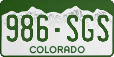 CO license plate 986SGS