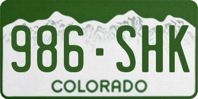 CO license plate 986SHK