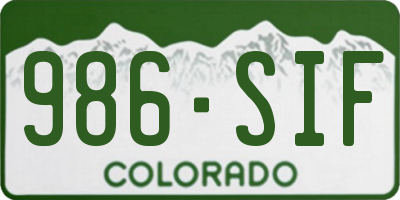 CO license plate 986SIF