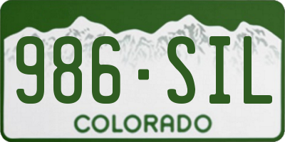 CO license plate 986SIL