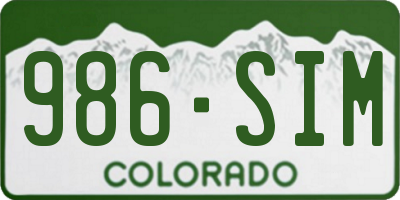 CO license plate 986SIM