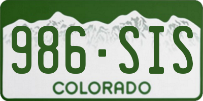 CO license plate 986SIS