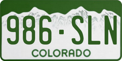 CO license plate 986SLN