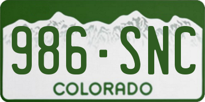 CO license plate 986SNC